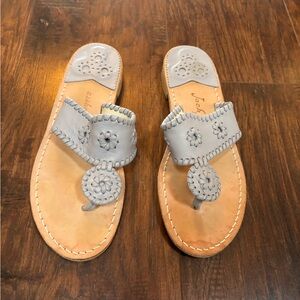 Jack Rogers Gray Leather Flat Sandals